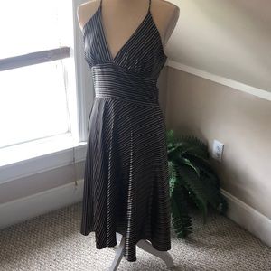 Halter tie back mid length dress
